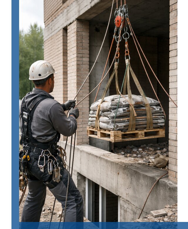 Подъем материалов на этаж веревками в Инте оперативно