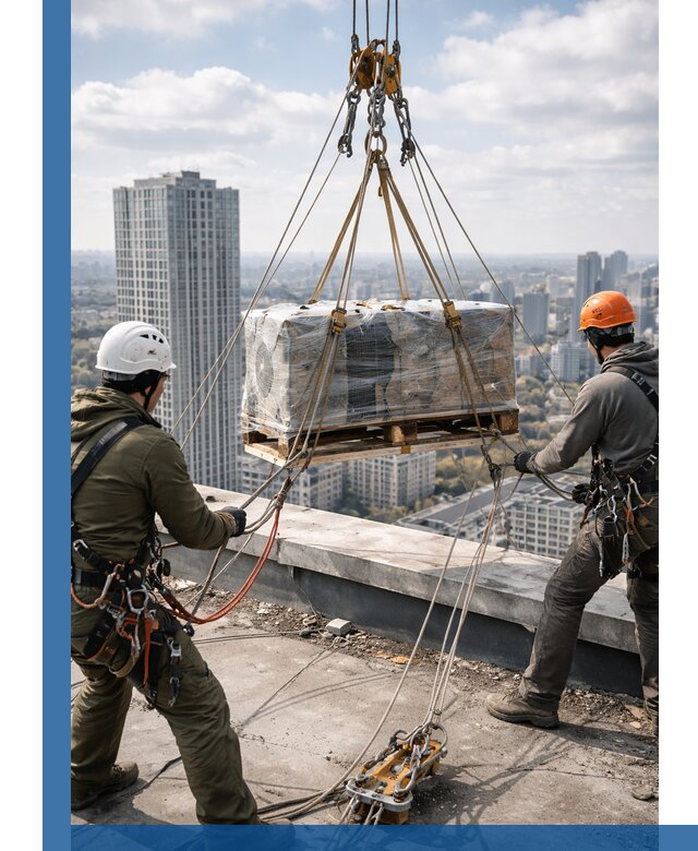 Подъем и монтаж крупногабаритных грузов на крышу в Инте