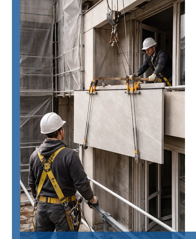 Подъем керамогранита на этаж в Инте грузчиками и техникой