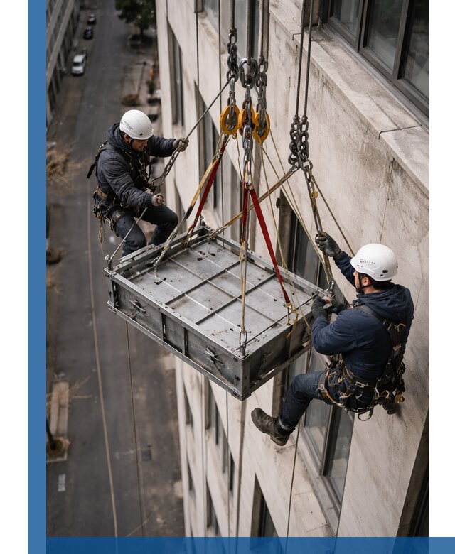 Спуск и подъем грузов по фасаду в Инте для зданий