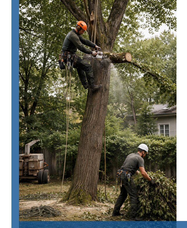 Кронирование деревьев в Инте, безопасная высотная обрезка