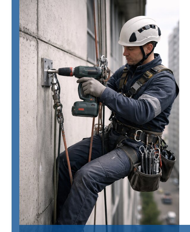 Установка анкерных точек для высотных работ в Инте